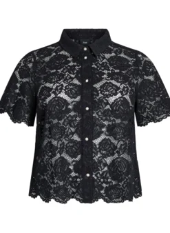 Spitzen blusenshirt mit perlenknöpfen