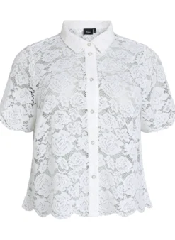 Spitzen blusenshirt mit perlenknöpfen