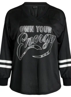 Sportliches Top aus Mesh mit Textprint