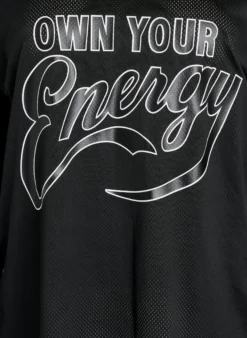 Sportliches Top aus Mesh mit Textprint