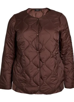 Steppjacke mit Druckknöpfen und Rundhalsausschnitt