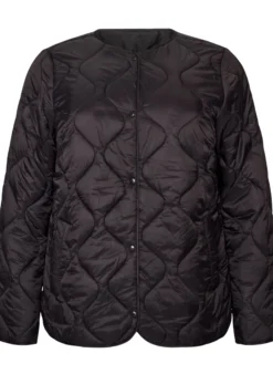 Steppjacke mit Druckknöpfen und Rundhalsausschnitt