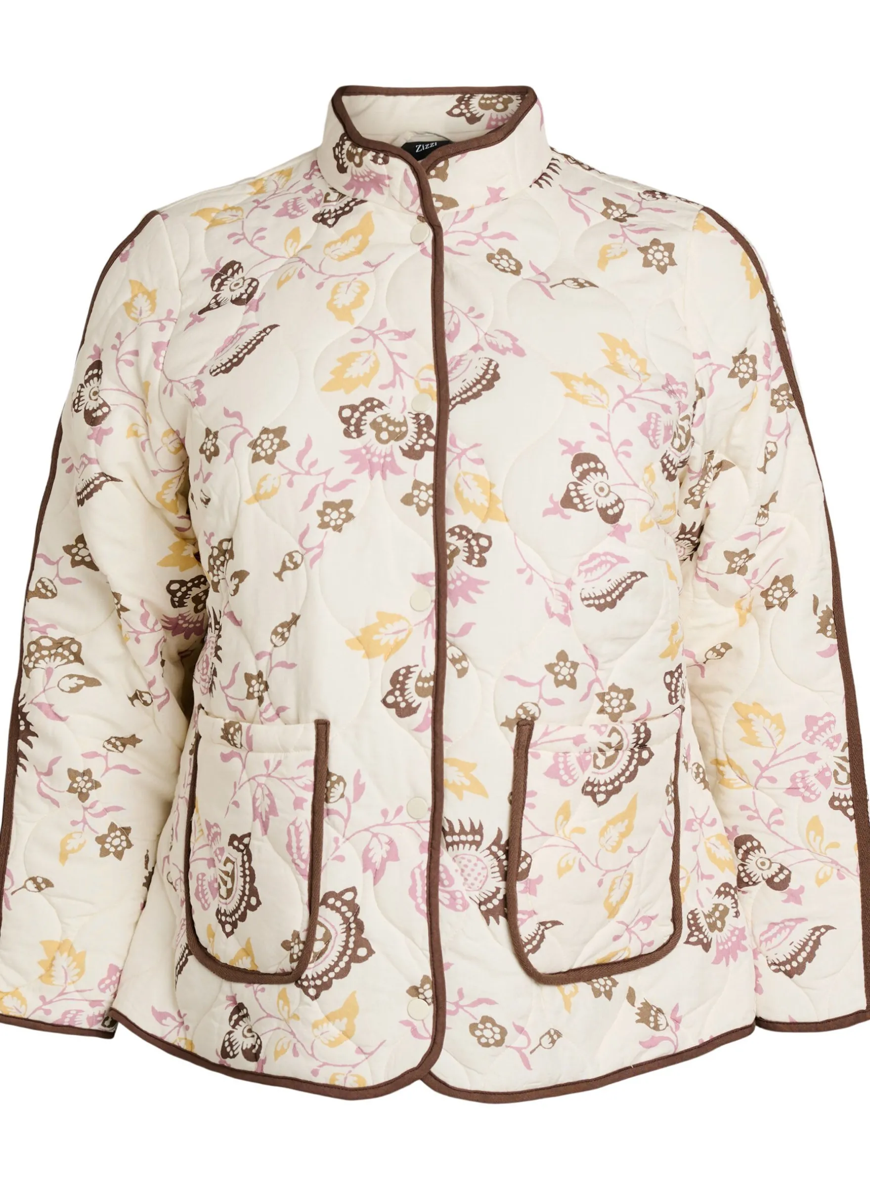 Steppjacke mit Knöpfen und geblümtem Muster