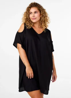Strandkleid aus Viskose mit Schulterdetail
