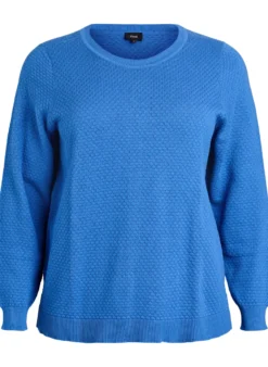 Strickbluse aus Baumwolle mit Strukturmuster
