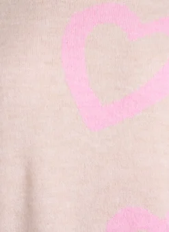 Strickbluse mit großen Herzen und Rundhalsausschnitt