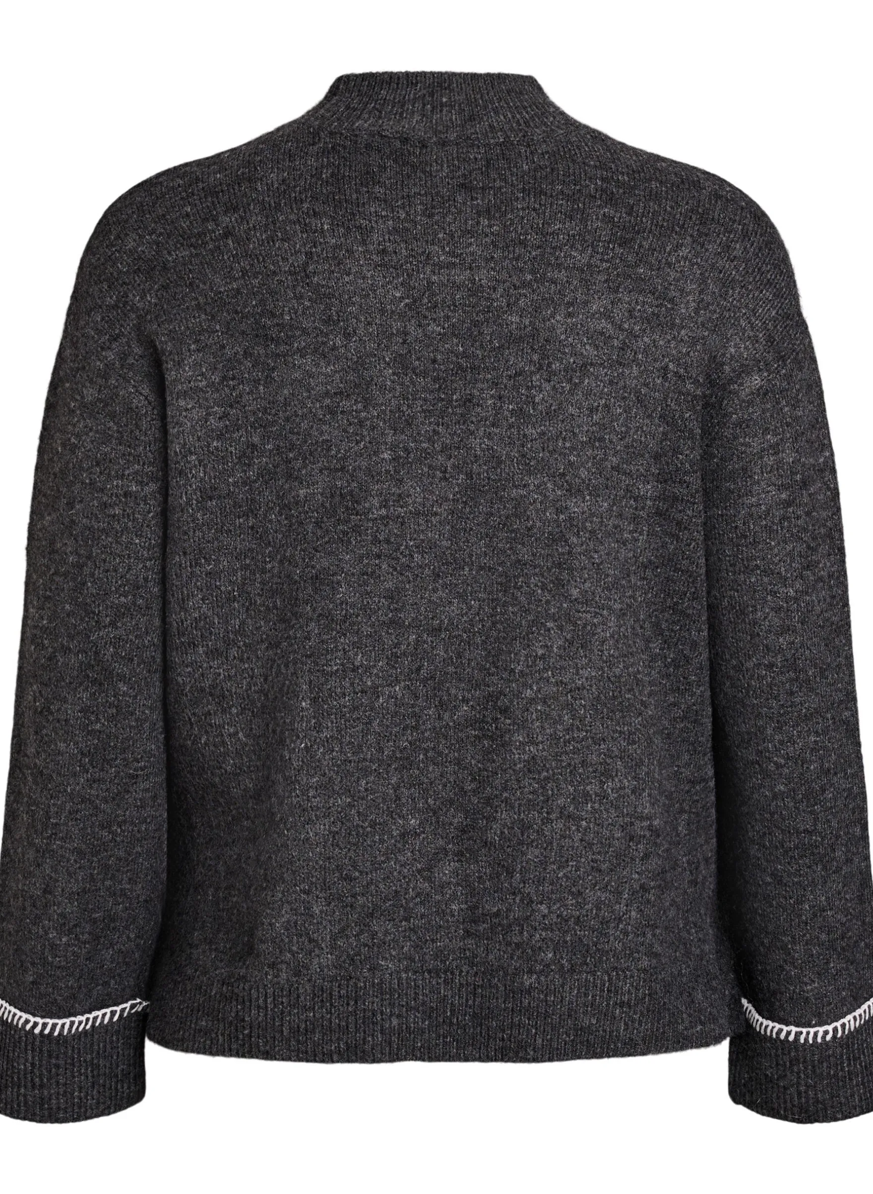 Strickbluse mit hohem Kragen und Kontrastdetail