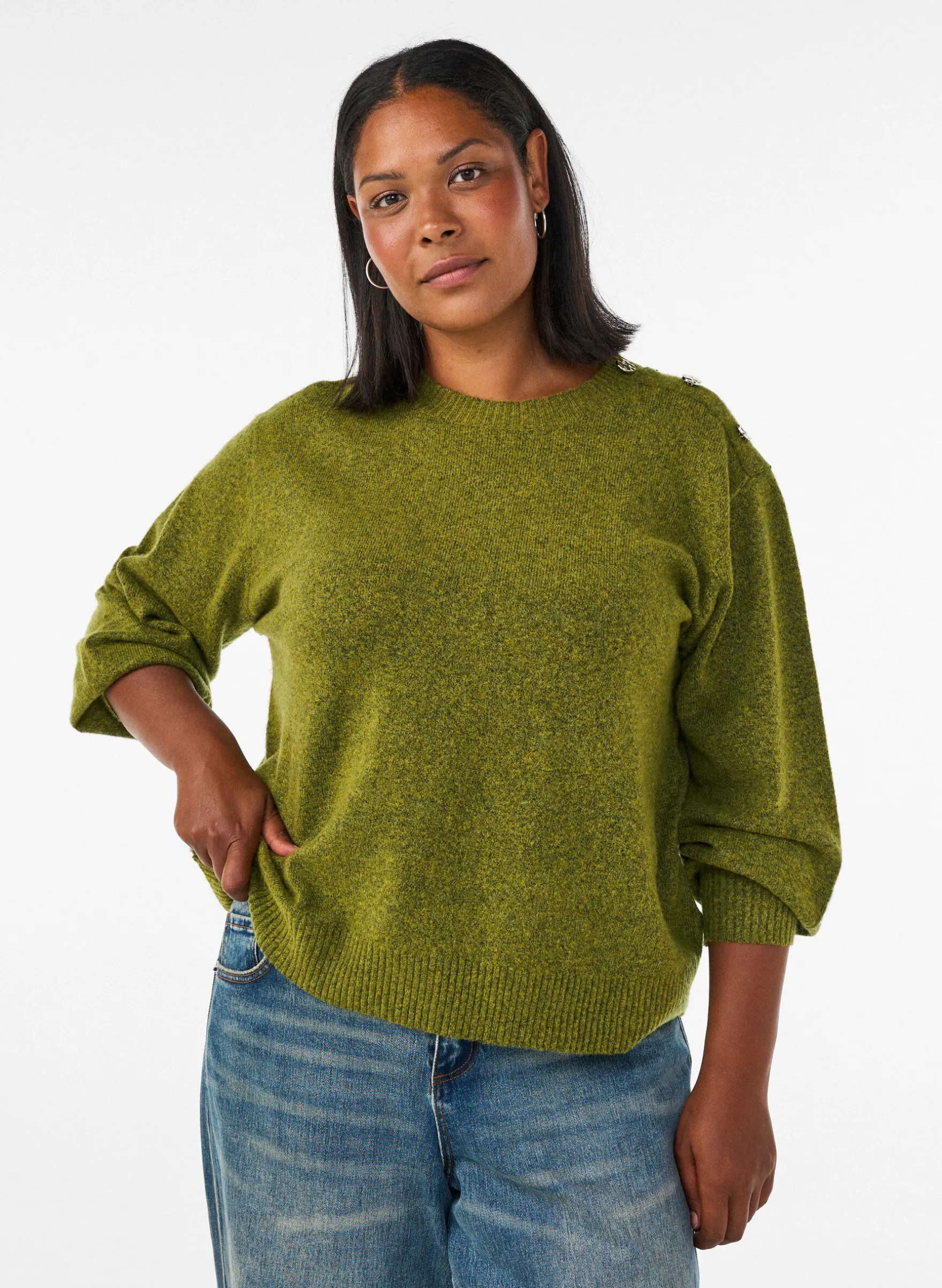 Strickbluse mit Knopfleiste