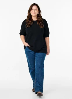 Strickbluse mit kurzen Ärmeln