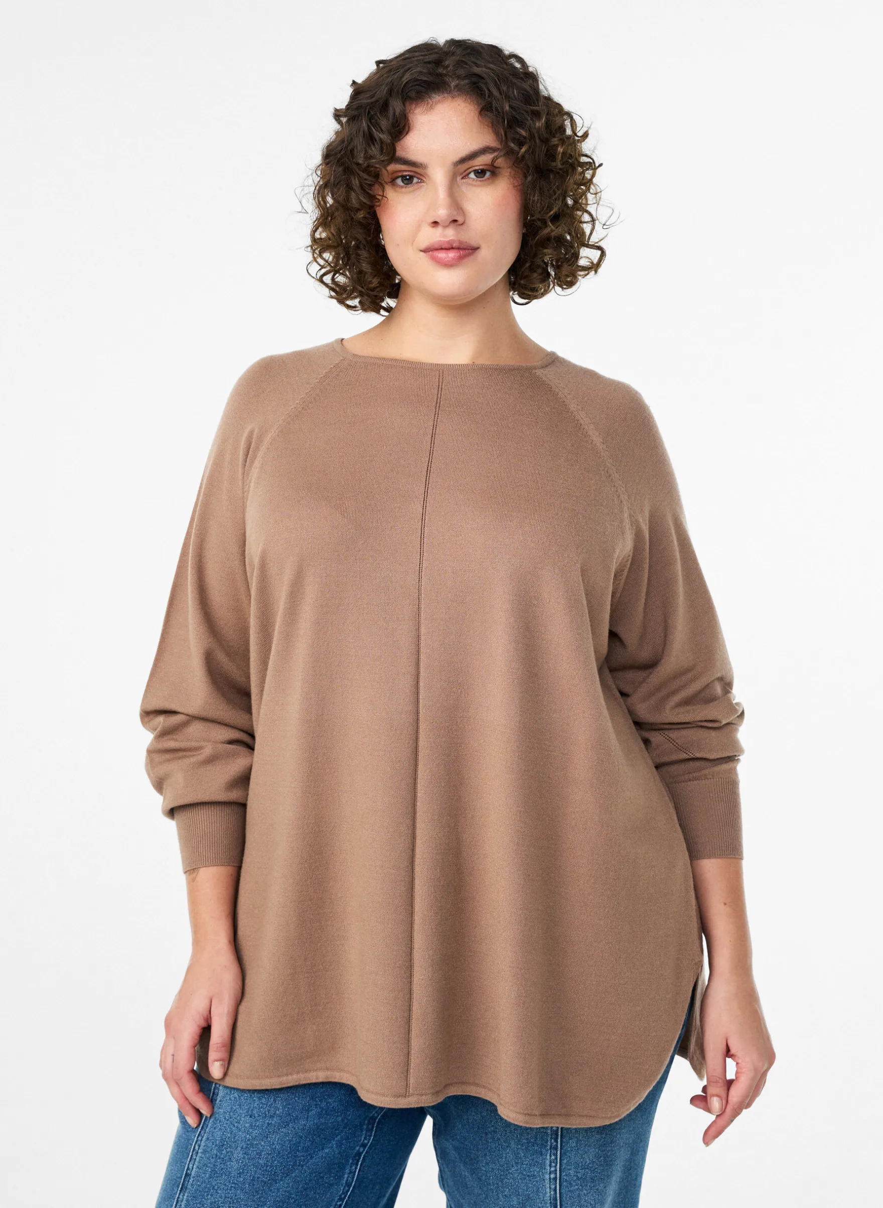 Strickbluse mit Rundhalsausschnitt und Strickmuster