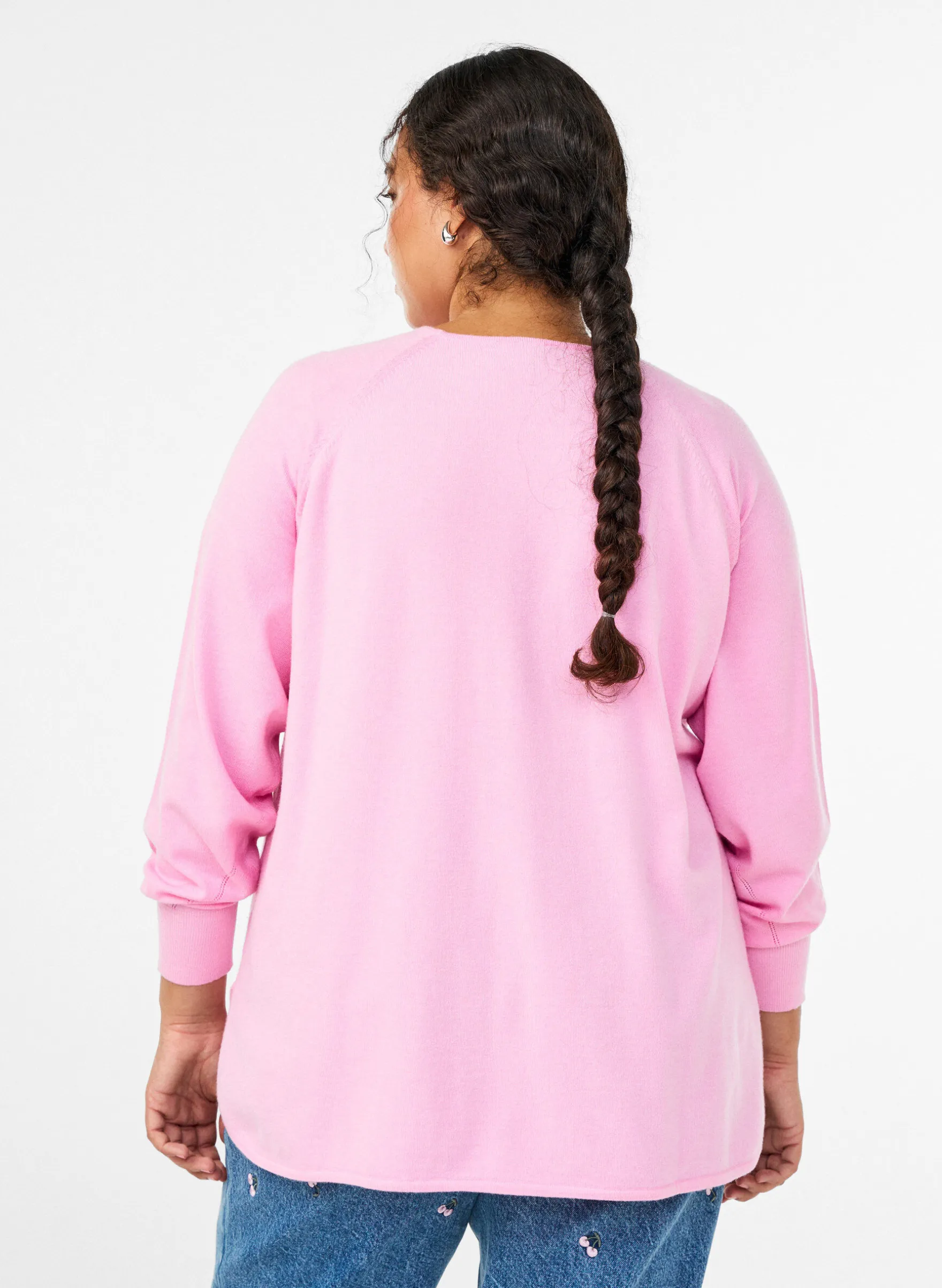 Strickbluse mit Rundhalsausschnitt und Strickmuster