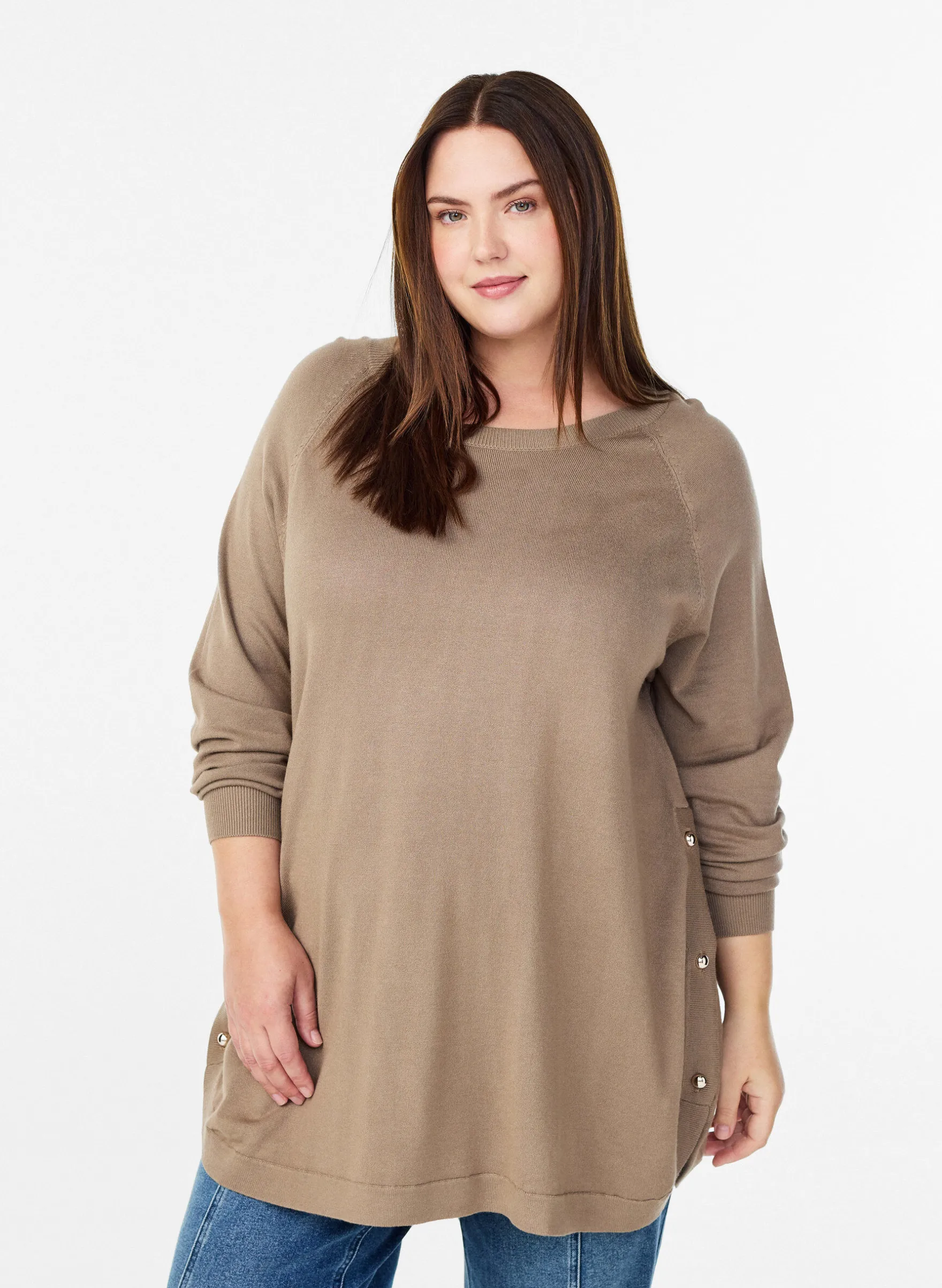 Strickbluse mit seitlichen Knöpfen