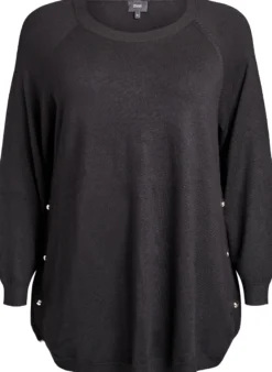 Strickbluse mit seitlichen Knöpfen