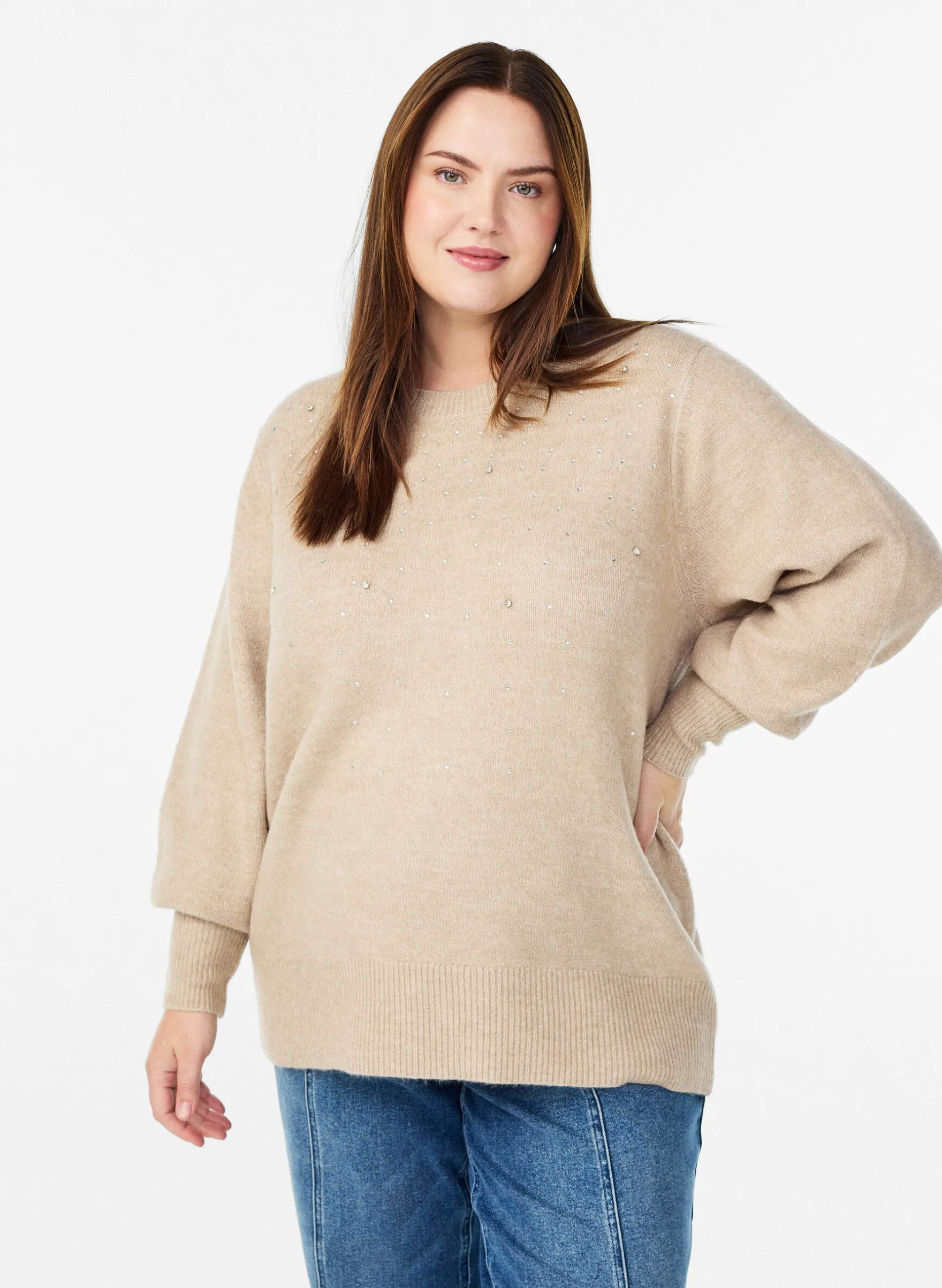 Strickbluse mit Strasssteinen