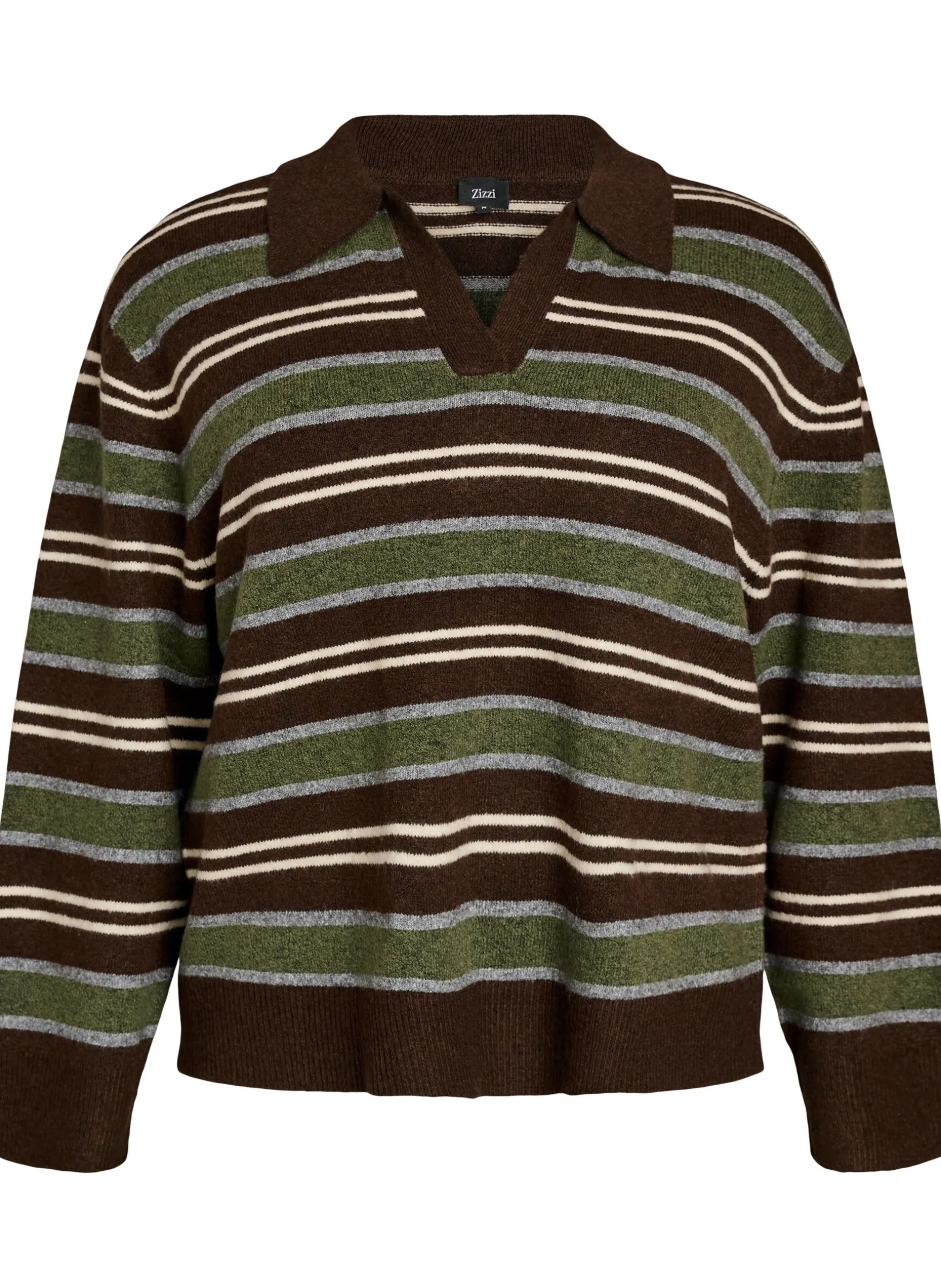Strickbluse mit Streifen und Polokragen