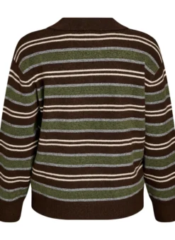 Strickbluse mit Streifen und Polokragen