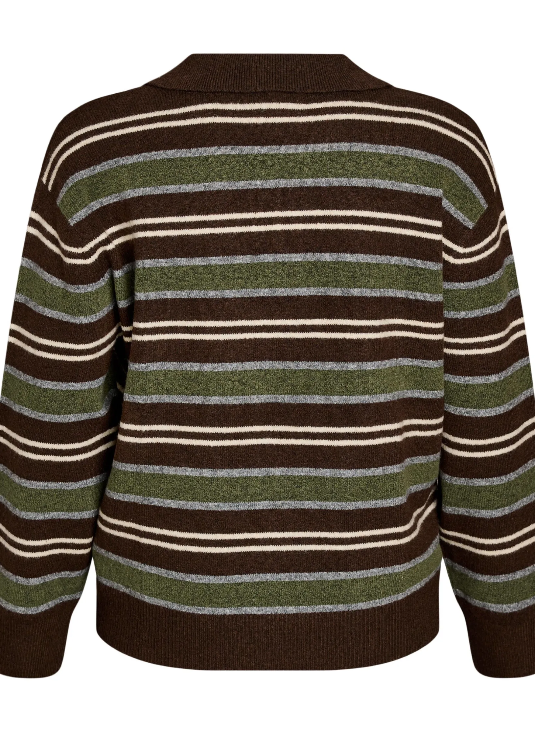 Strickbluse mit Streifen und Polokragen