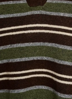 Strickbluse mit Streifen und Polokragen