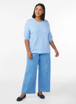 Strickbluse mit Strukturmuster und kurzen Ärmeln