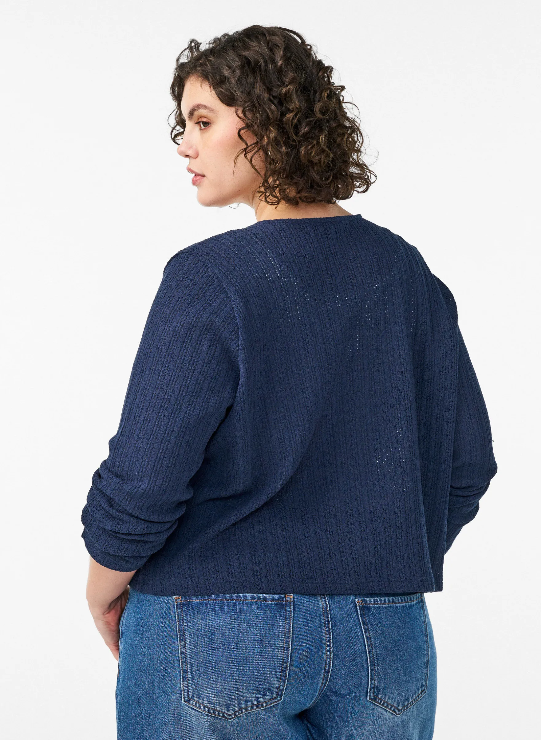 Strickjacke aus Jersey mit Struktur und Bindedetail vorne