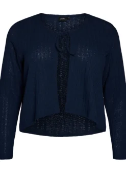 Strickjacke aus Jersey mit Struktur und Bindedetail vorne