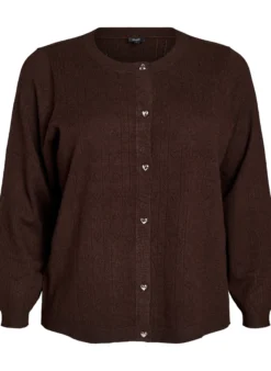 Strickjacke mit Herz-Lochstickerei