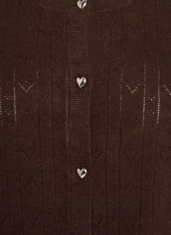 Strickjacke mit Herz-Lochstickerei