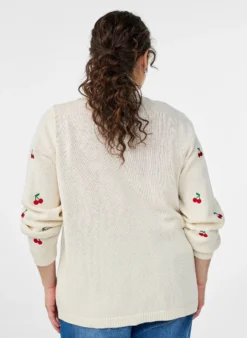 Strickjacke mit Kirschstickerei