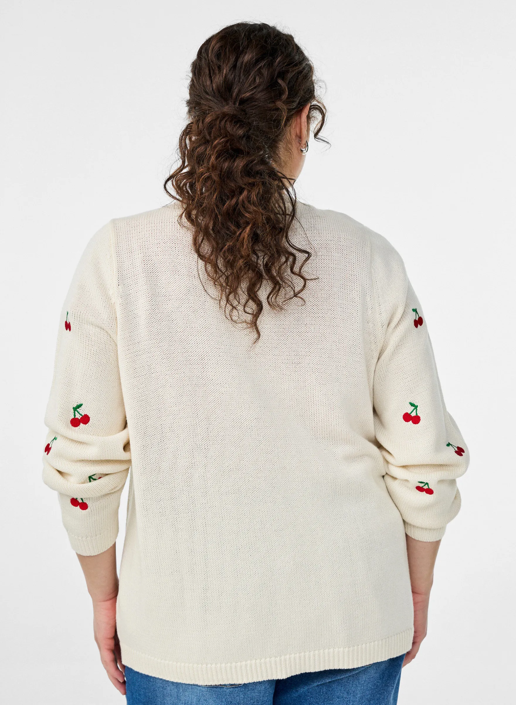 Strickjacke mit Kirschstickerei