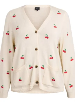 Strickjacke mit Kirschstickerei