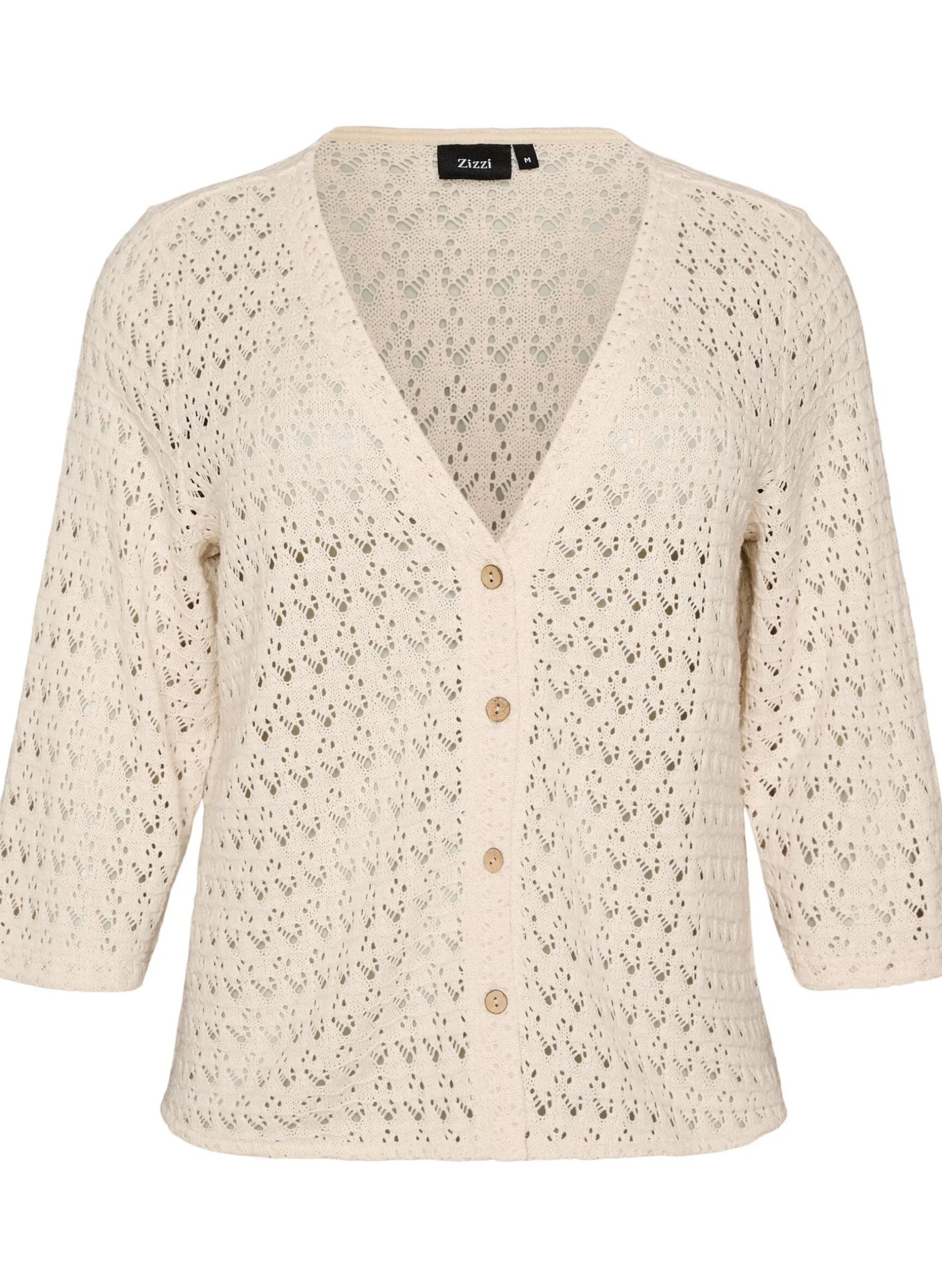 Strickjacke mit Lochstickerei und V-Ausschnitt