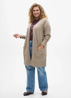 Strickjacke mit Rippenstrick und Taschen