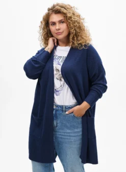Strickjacke mit Rippenstrick und Taschen