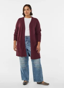 Strickjacke mit Rippenstrick und Taschen