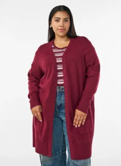 Strickjacke mit Rippenstrick und Taschen