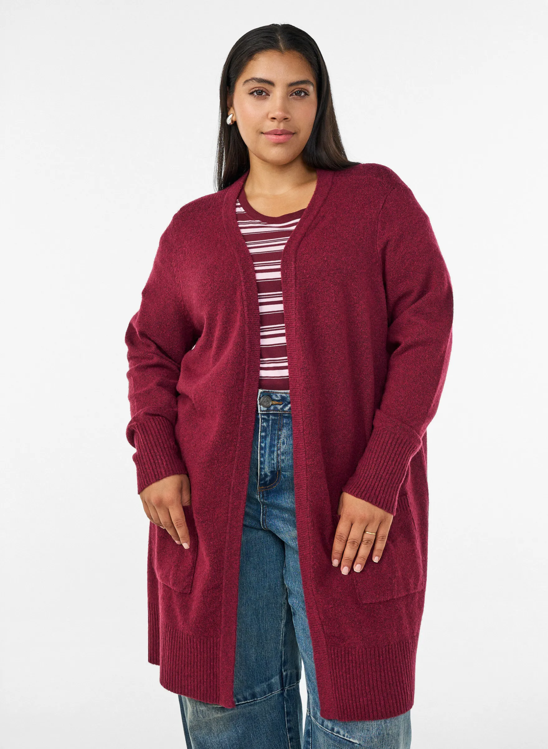 Strickjacke mit Rippenstrick und Taschen