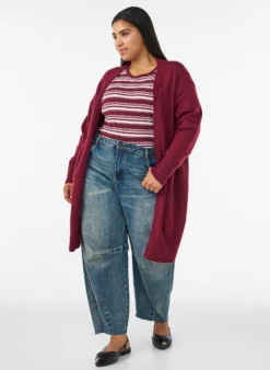 Strickjacke mit Rippenstrick und Taschen