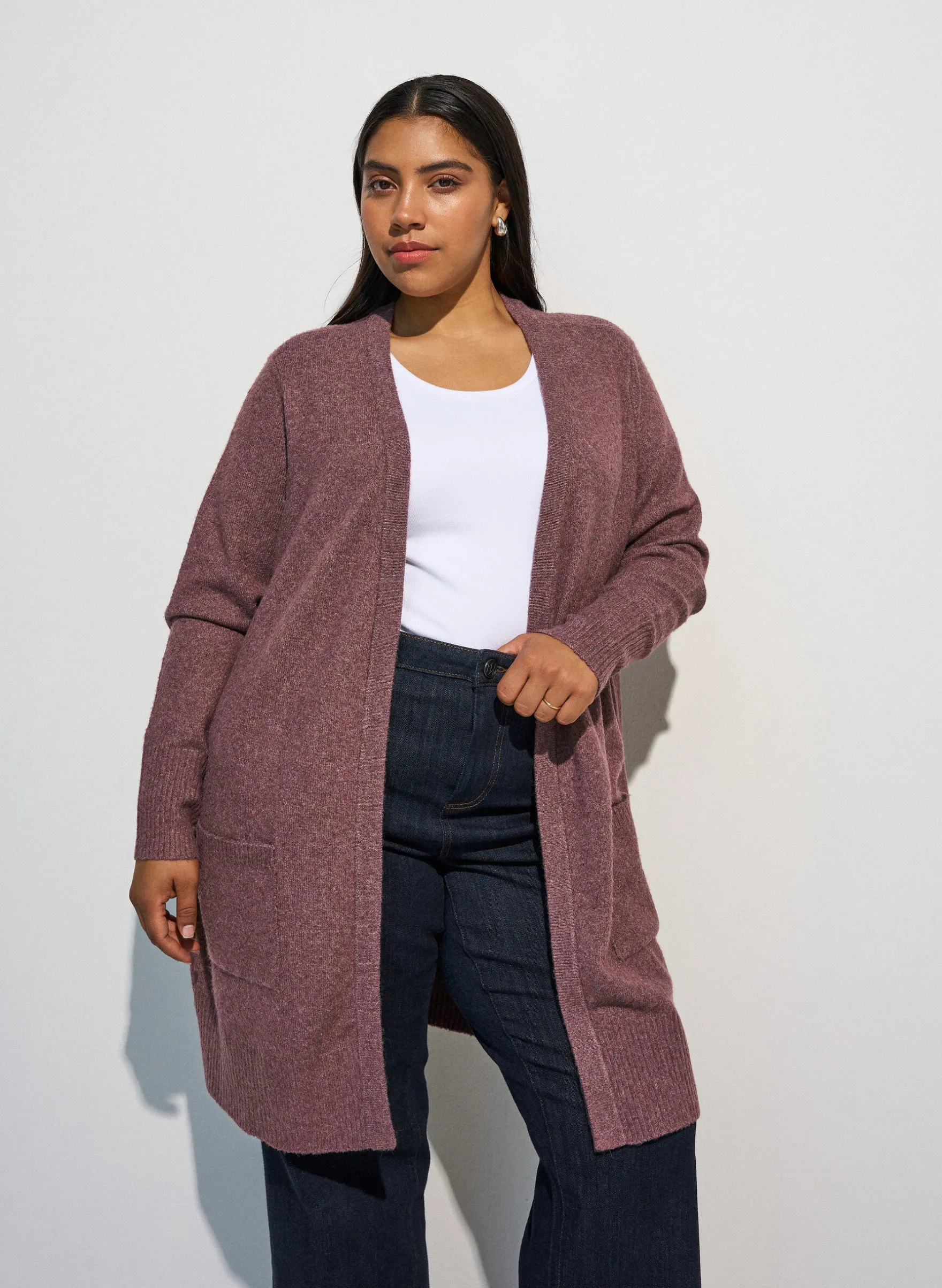 Strickjacke mit Rippenstrick und Taschen