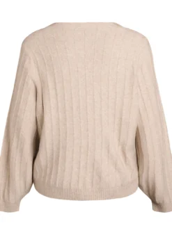 Strickjacke mit Rippstruktur und Ballonärmeln