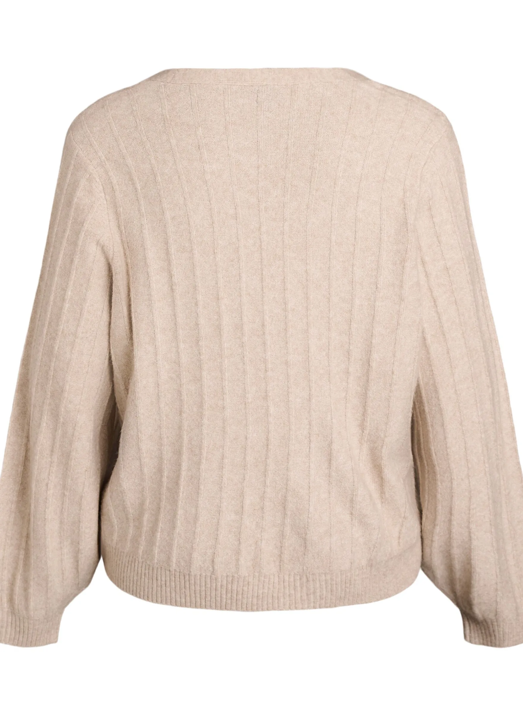 Strickjacke mit Rippstruktur und Ballonärmeln