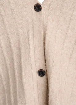 Strickjacke mit Rippstruktur und Ballonärmeln