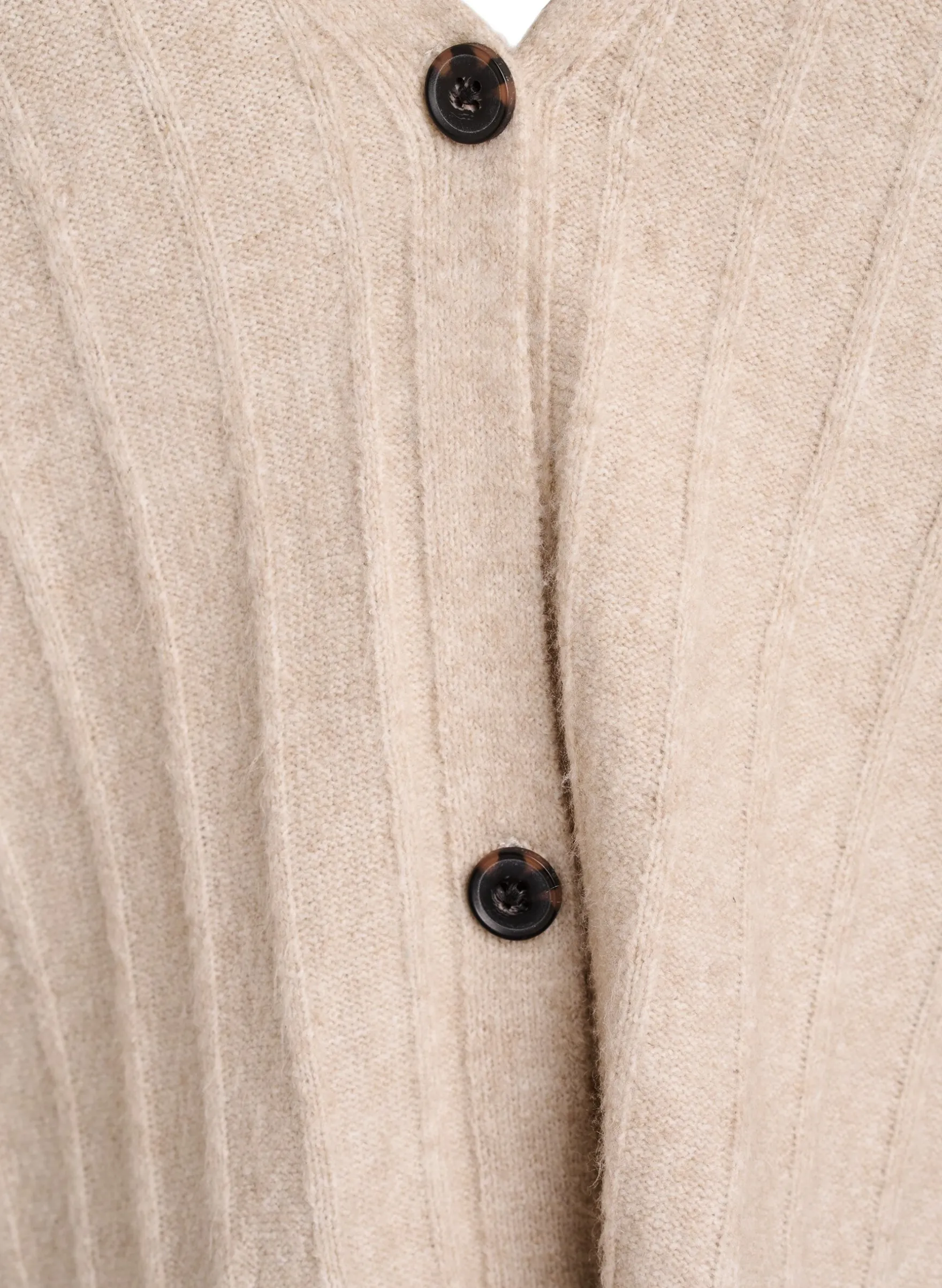 Strickjacke mit Rippstruktur und Ballonärmeln