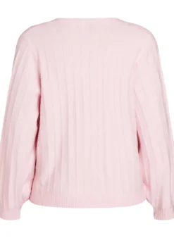 Strickjacke mit Rippstruktur und Ballonärmeln