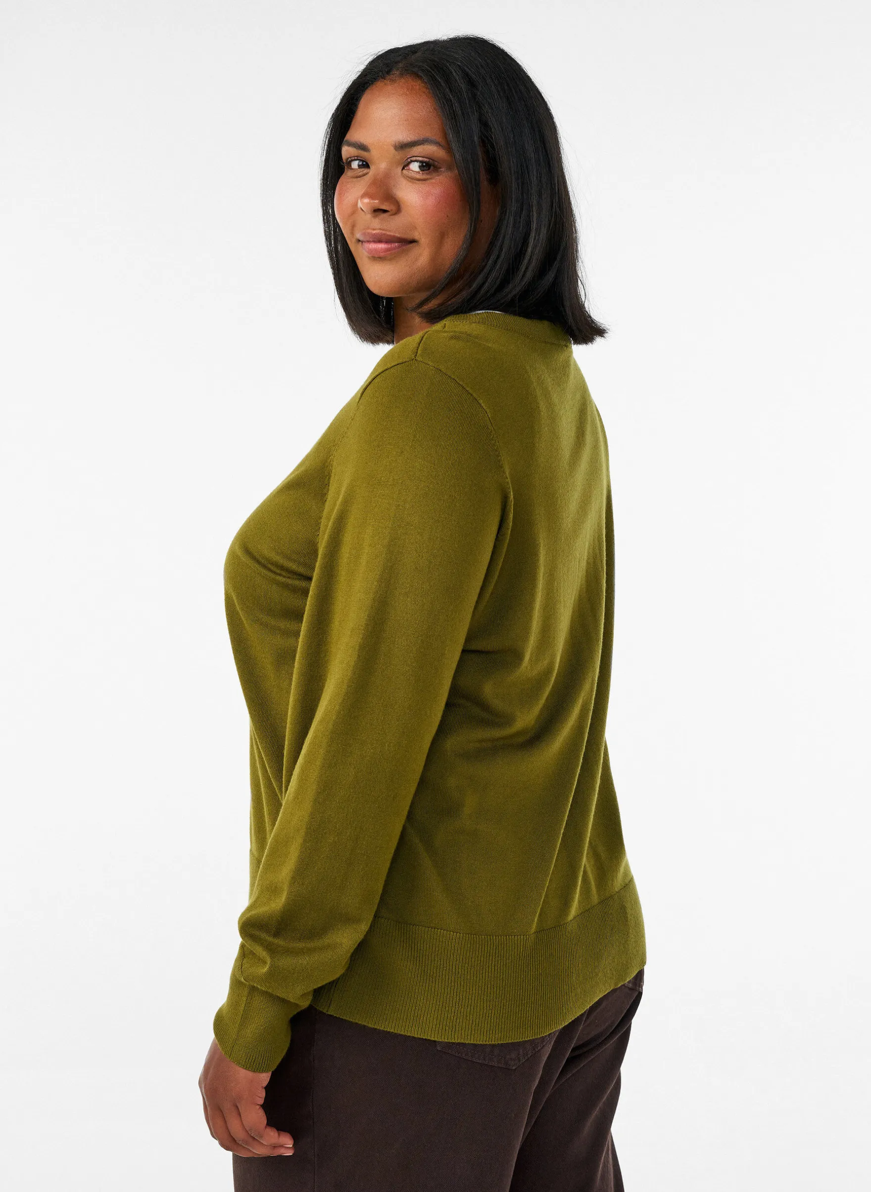 Strickjacke mit Rundhalsausschnitt und Knöpfen