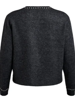 Strickjacke mit Strasssteinen und Zierknöpfen