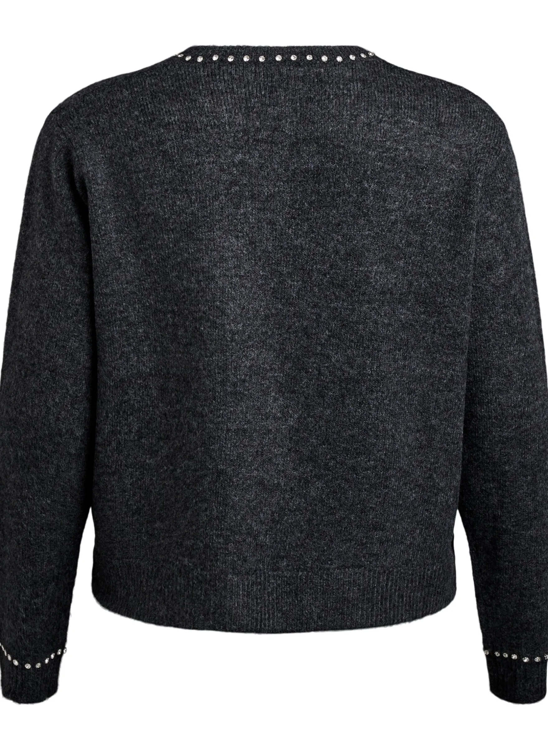 Strickjacke mit Strasssteinen und Zierknöpfen