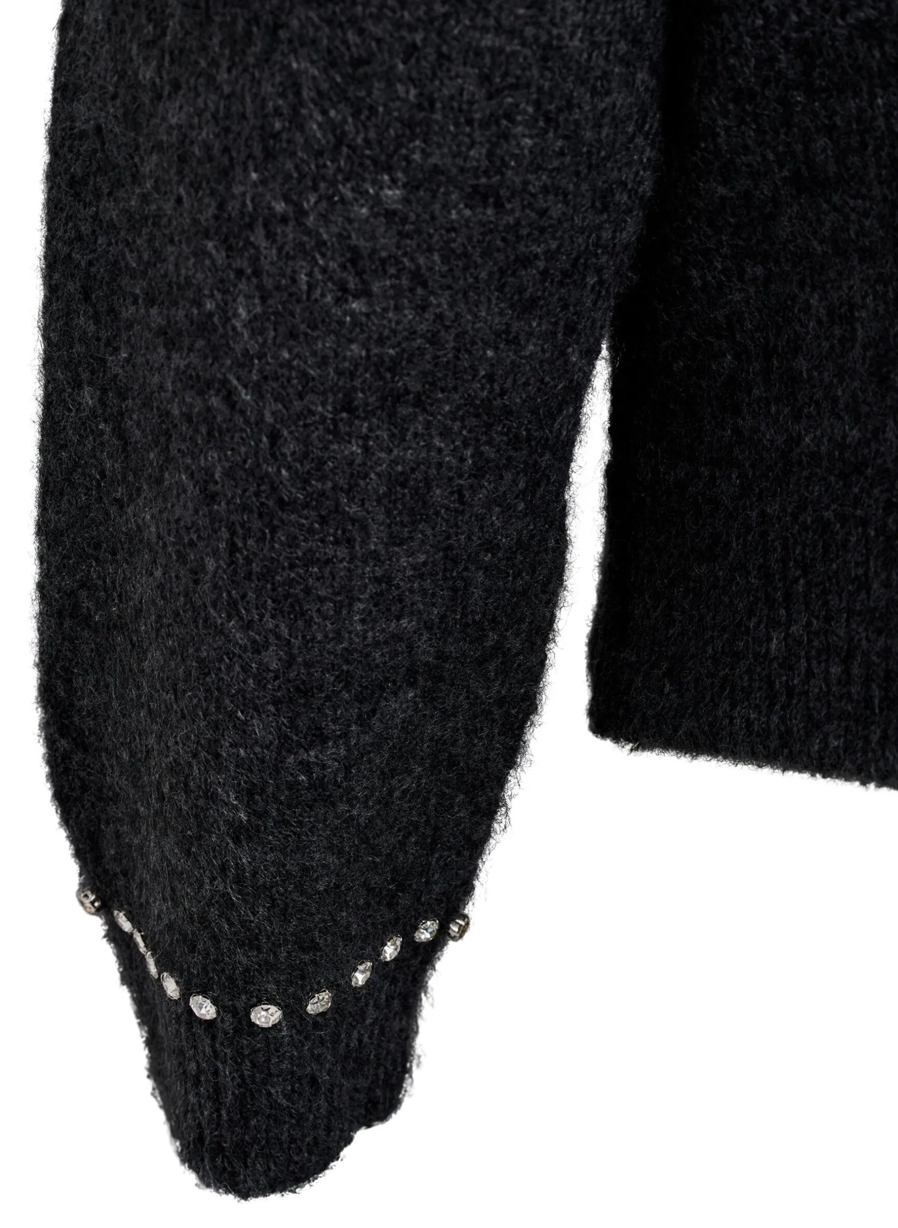 Strickjacke mit Strasssteinen und Zierknöpfen