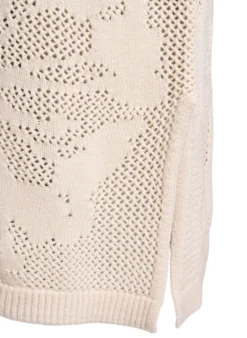Strickkleid mit Ajourmuster und 3/4-Ärmeln