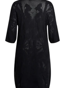 Strickkleid mit Ajourmuster und 3/4-Ärmeln