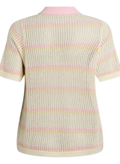 Strick-Polo mit Lochstickerei und Streifen
